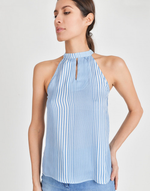 Striped top with halter neck