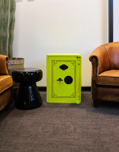 VINTAGE SAFE RESTORED IN YELLOW LIME