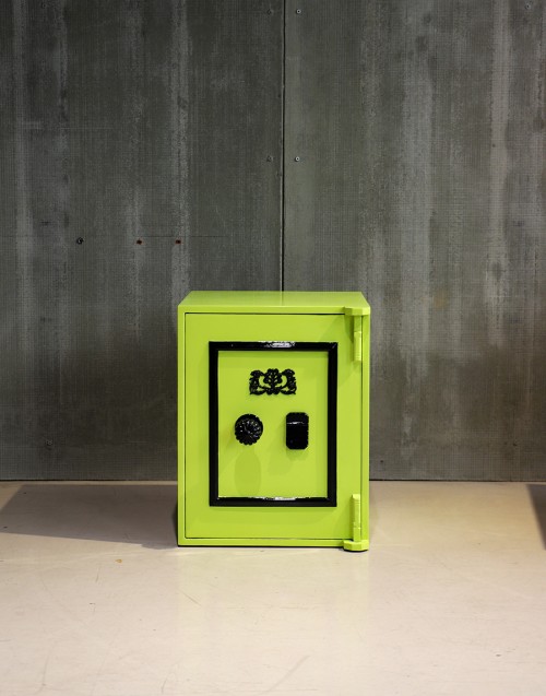 RESTORED VINTAGE SAFE LIME YELLOW